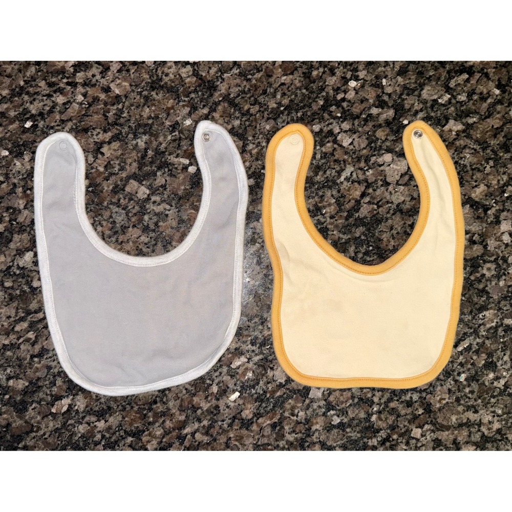 Set of 2 Neutral Cotton Baby Bibs